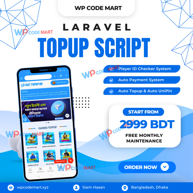 Laravel Special Games Topup Website Source Code / Script